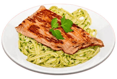 Tallarines verde con Bisteck